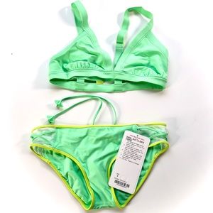 Water surf to sand lime green hipster & bra